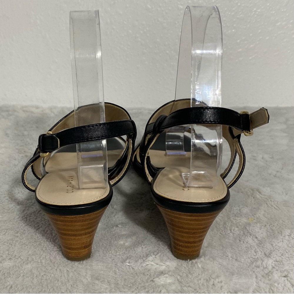 Cole Haan Annabel Grand Black Leather Wedge Sandals Women’s Size 8.5B - Picture 5 of 9